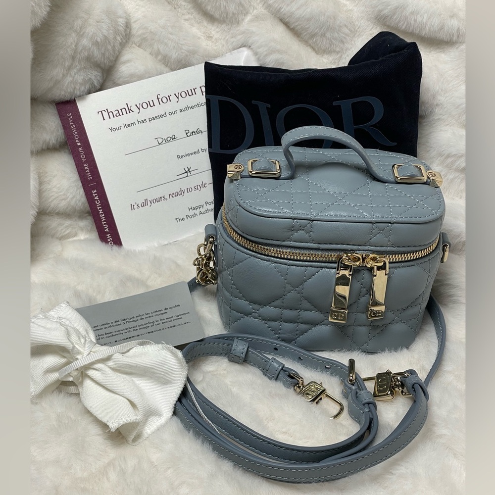 DIOR MINI VANITY WITH CROSSBODY STRAP SMALL IN SEA BLUE - Picture 10 of 16